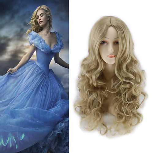 

Synthetic Wig Curly Asymmetrical Wig Blonde Long Light golden Synthetic Hair 27 inch Women's Best Quality Blonde