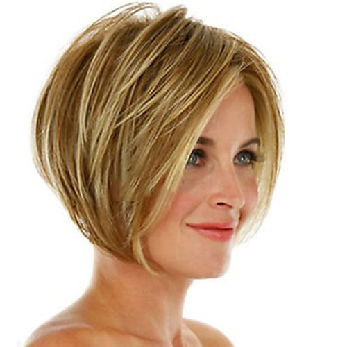 

Synthetic Wig Straight Asymmetrical Wig Blonde Short Blonde Synthetic Hair 11 inch Women's Blonde