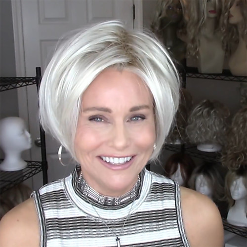 

Synthetic Wig kinky Straight Asymmetrical Wig Short White Synthetic Hair 6 inch Women's Best Quality Fluffy White