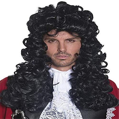 

Synthetic Wig Curly Asymmetrical Wig Long Natural Black Synthetic Hair 27 inch Men's Best Quality Black