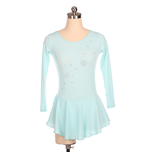 

Figure Skating Leotard / Onesie Pleats Crystals / Rhinestones Women's Girls' Training Performance Long Sleeve Natural Spandex