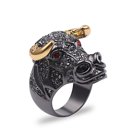 

Men's Band Ring 1pc Black Gold Alloy Round Punk Street Jewelry Mixed Color Wearable Environmental
