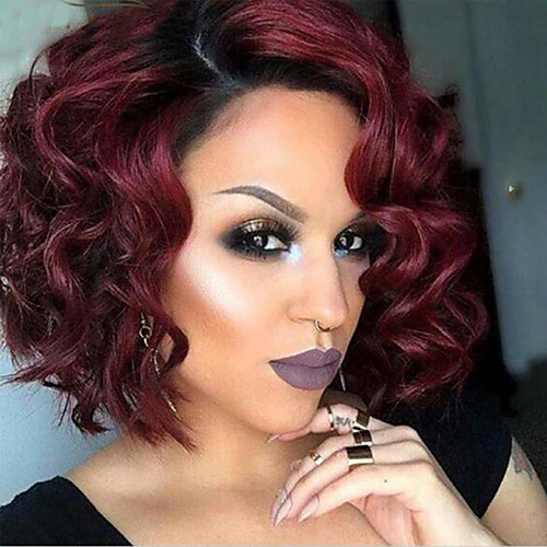 

Synthetic Wig Curly Asymmetrical Wig Burgundy Short Burgundy#530 Synthetic Hair 13 inch Women's Burgundy