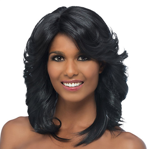 

Synthetic Wig Curly Asymmetrical Wig Short Natural Black Synthetic Hair 26 inch Women's Best Quality Black