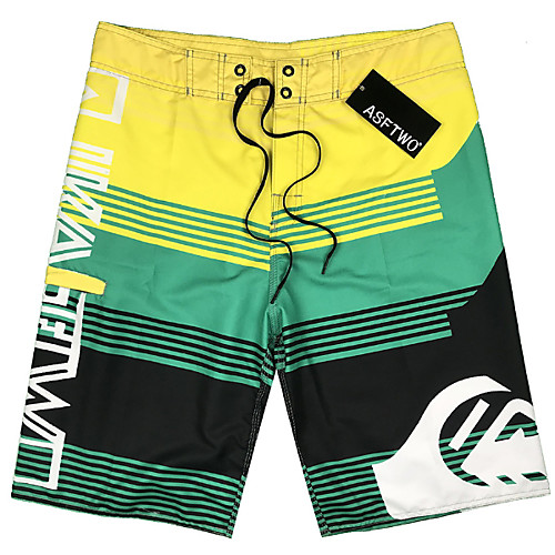 

Men's Bottoms Swimsuit Geometric Swimwear Bathing Suits Blue Red Yellow