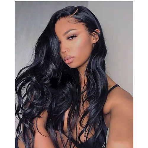 

Human Hair Lace Front Wig Free Part style Brazilian Hair Natural Wave Black Wig 130% Density Classic Women Fashion Women's Short Long Medium Length Human Hair Lace Wig Clytie / Very Long