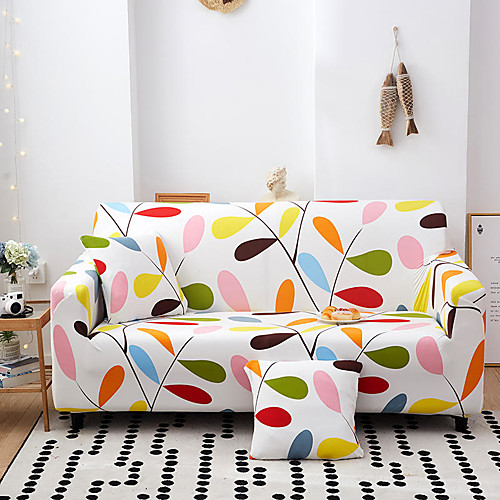 

Colours Print Dustproof Stretch Slipcovers Stretch Sofa Cover Super Soft Fabric Couch Cover (You will Get 1 Throw Pillow Case as free Gift)