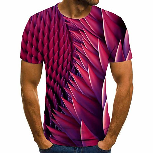 

Men's 3D Graphic Slim T-shirt Basic Daily Round Neck Red / Short Sleeve