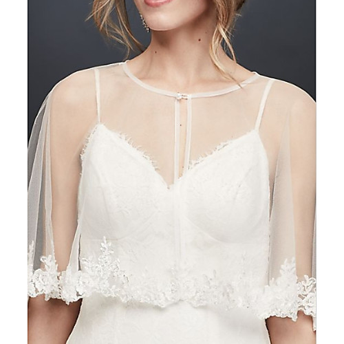 

Half Sleeve Shrugs Tulle Wedding Women's Wrap With Lace