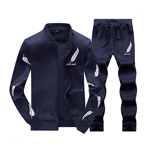 

Men's Activewear Set Print Daily Sports Going out Basic Casual Hoodies Sweatshirts Slim White Black Blue