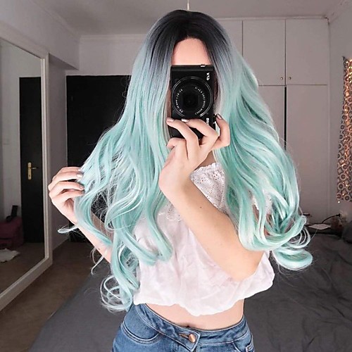 

Synthetic Wig Curly Wavy Middle Part Wig Ombre Long Grey Ombre Pink Ombre Brown Ombre Green Ombre Red Synthetic Hair 24 inch Women's Fashionable Design Women Synthetic Dark Gray Ombre