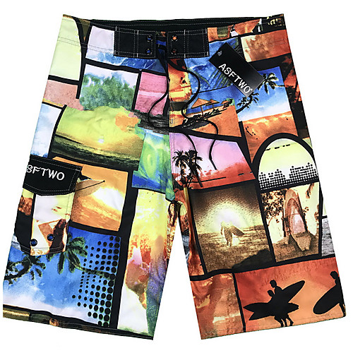 

Men's Bottoms Swimsuit Geometric Swimwear Bathing Suits Black Blue Orange