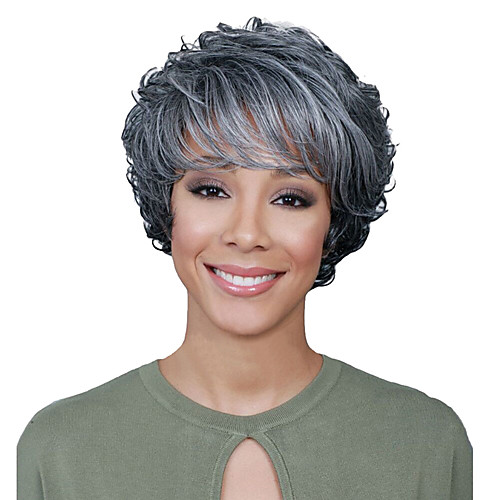 

Synthetic Wig Curly Asymmetrical Wig Short Grey Synthetic Hair 6 inch Women's Best Quality Gray