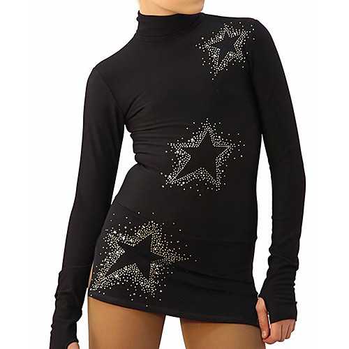 

Figure Skating Dress Women's Girls' Ice Skating Dress Black Spandex High Elasticity Training Competition Skating Wear Patchwork Crystal / Rhinestone Long Sleeve Ice Skating Figure Skating / Kids