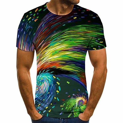 

Men's 3D Print T-shirt Daily Round Neck Rainbow / Short Sleeve