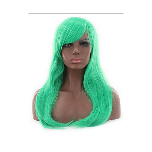 

Synthetic Wig Curly Asymmetrical Wig Long fluorescent green Synthetic Hair 27 inch Women's Best Quality Black Green