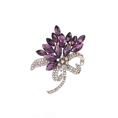 

Women's Cubic Zirconia Brooches Geometrical Flower Stylish Brooch Jewelry Purple Blue For Christmas Daily