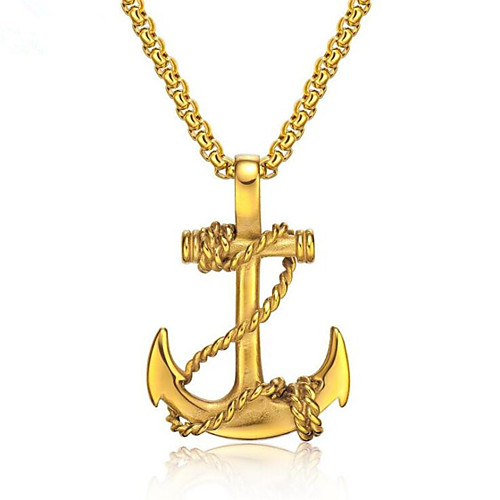 

Men's Pendant Necklace Geometrical Anchor Fashion Titanium Steel Black Gold Silver 50 cm Necklace Jewelry 1pc For Gift Daily