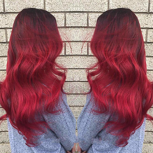 

Synthetic Wig Curly Asymmetrical Wig Long Black / Red Synthetic Hair 27 inch Women's Best Quality Red Black