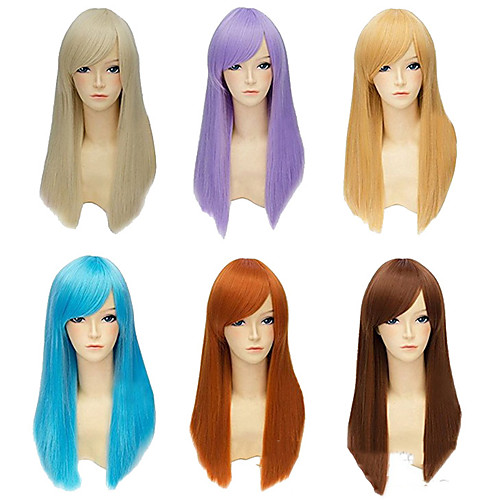 

Synthetic Wig Straight kinky Straight Asymmetrical Wig Blonde Long Light Blonde Brown Blonde Blue Purple Synthetic Hair 23 inch Women's Blonde Brown