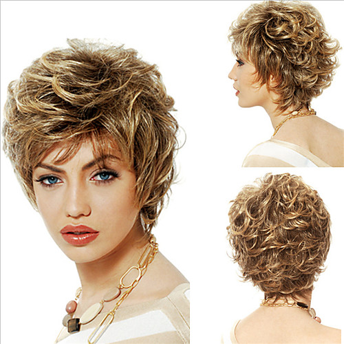 

Synthetic Wig Curly Asymmetrical Wig Short Ombre Blonde Synthetic Hair 5 inch Women's Best Quality Blonde