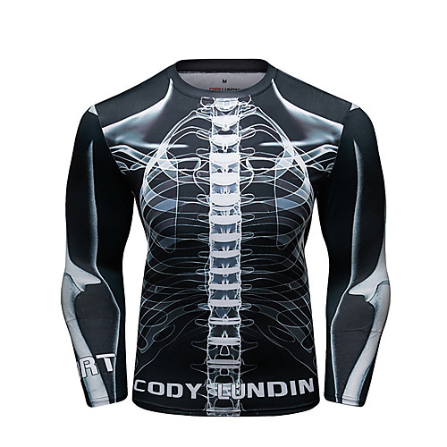 

CODYLUNDIN Men's Compression Shirt Running Shirt Running Base Layer Round Neck Running Active Training Jogging Breathable Quick Dry Moisture Wicking Sportswear Skeleton Top Long Sleeve Activewear