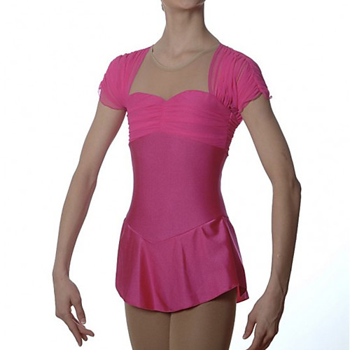 

Figure Skating Dress Women's Girls' Ice Skating Dress Pink Spandex High Elasticity Training Competition Skating Wear Patchwork Short Sleeve Ice Skating Figure Skating / Kids
