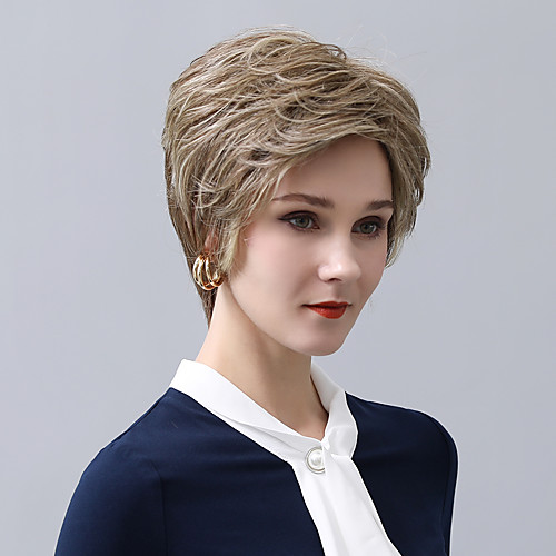 

Human Hair Lace Front Wig Pixie Cut Asymmetrical With Bangs style Indian Hair Natural Straight Black White Wig 130% Density Cosplay Lace Classic Women Women's Short Cosplay Suits Costume Accessories