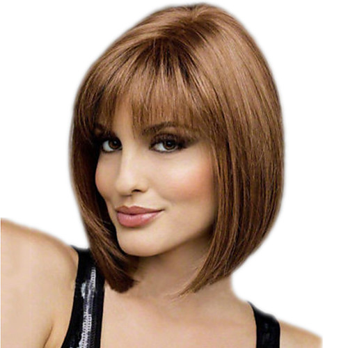 

Synthetic Wig Straight kinky Straight Asymmetrical Wig Short Brown Synthetic Hair 11 inch Women's Best Quality Brown