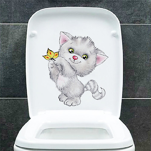 

Cute Cat Toilet Stickers - Animal Wall Stickers Animals Bathroom / Kids Room 1314.5cm