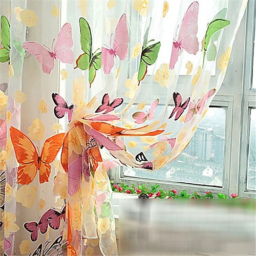 

Floral Semi-Sheer One Panel Curtain Living Room Curtains