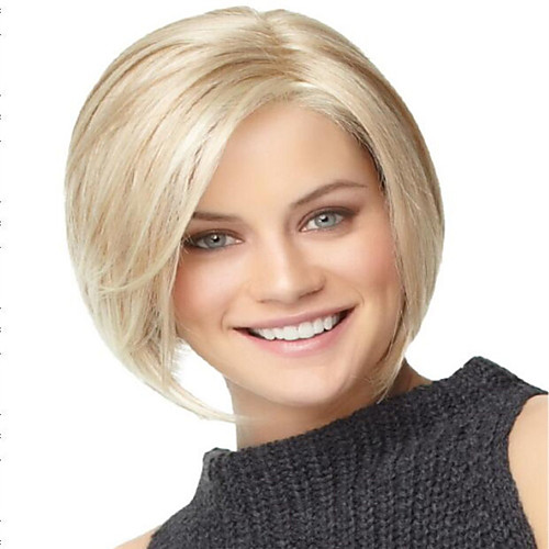 

Synthetic Wig Straight kinky Straight Asymmetrical Wig Short Blonde Synthetic Hair 4 inch Women's Best Quality Blonde
