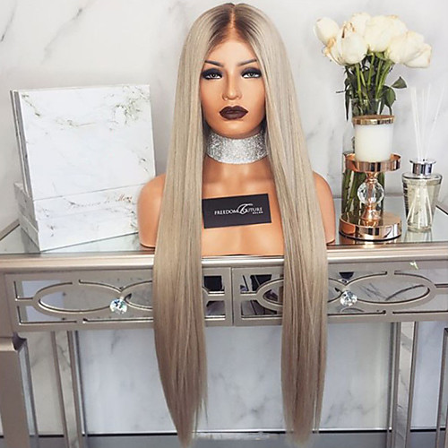 

Synthetic Wig Straight Asymmetrical Wig Blonde Long Blonde Synthetic Hair 27 inch Women's Waterfall Blonde