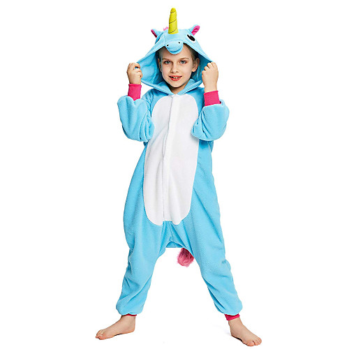 

Kid's Baby Kigurumi Pajamas Unicorn Pony Onesie Pajamas Flannel Toison Purple / Blue / Pink Cosplay For Boys and Girls Animal Sleepwear Cartoon Festival / Holiday Costumes