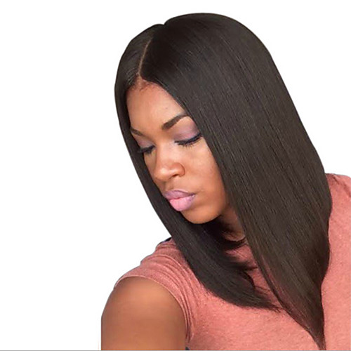 

Synthetic Wig Straight Deep Parting Wig Medium Length Natural Black Synthetic Hair 15 inch Women's Best Quality Middle Part Black