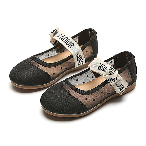 

Girls' Comfort / Flower Girl Shoes Mesh Flats Dress Shoes Little Kids(4-7ys) / Big Kids(7years ) Bowknot / Buckle White / Black Spring / Fall / Party & Evening / Color Block / Rubber