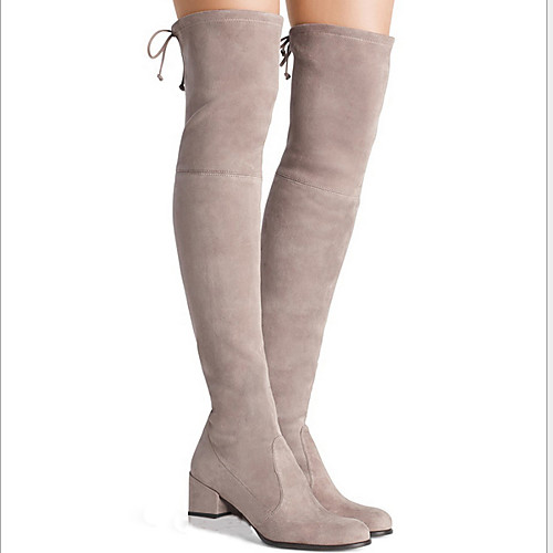 

Women's Boots Knee High Boots Chunky Heel Pointed Toe Suede Knee High Boots Fall & Winter Black / Brown / Green