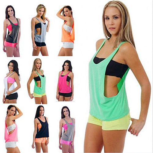 

Women's Yoga Built In Bra Tank Fashion White Black Pink Fuchsia Fruit Green Cotton Fitness Gym Workout Running Vest / Gilet Sleeveless Sport Activewear Quick Dry Lightweight Comfortable Stretchy Loose