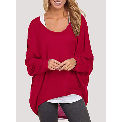 

Women's T shirt Solid Colored Long Sleeve Daily Tops White Black Purple