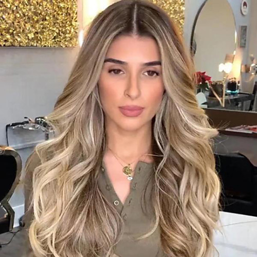 

Synthetic Wig Body Wave Asymmetrical Wig Blonde Long Blonde Synthetic Hair 27 inch Women's Best Quality Blonde
