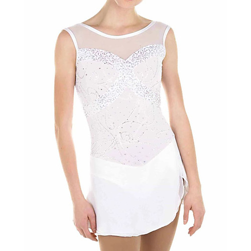 

Figure Skating Dress Women's Girls' Ice Skating Dress White Spandex High Elasticity Training Competition Skating Wear Patchwork Sleeveless Ice Skating Figure Skating / Kids