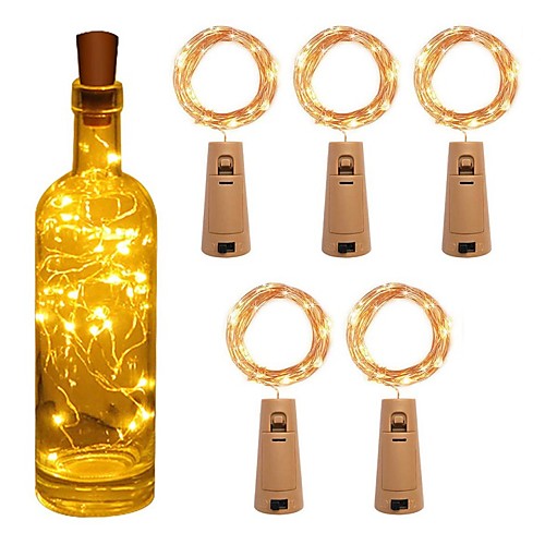 

5pcs String Led Wine Bottle with Cork 20 LED Bottle Lights Battery Cork for Party Wedding Christmas Halloween Bar Decor