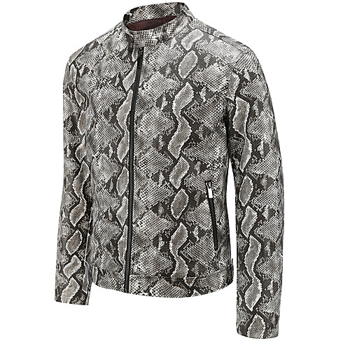 

Men's Camo / Camouflage Spring & Summer Faux Leather Jacket Regular Sports Long Sleeve PU Coat Tops