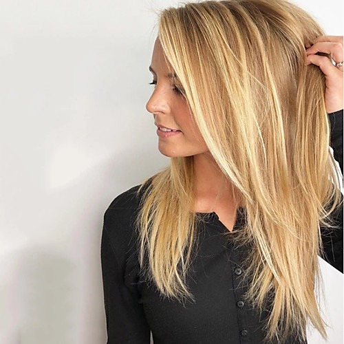 

Synthetic Wig Straight Asymmetrical Wig Long Blonde Synthetic Hair 21 inch Women's Best Quality Blonde