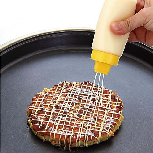

4 Holes Squeeze Bottle Soft Sauce Bottle Safe Resin For Ketchup Jam Mayonnaise Olive Oil 300ml