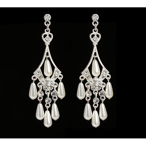 

Women's Pearl Drop Earrings Geometrical Love Statement Imitation Pearl Earrings Jewelry White For Party Wedding 1 Pair