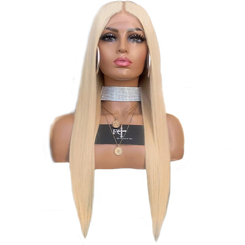 

Synthetic Lace Front Wig Straight Middle Part Lace Front Wig Long Bleach Blonde#613 Synthetic Hair 18-26 inch Women's Adjustable Heat Resistant Party Blonde