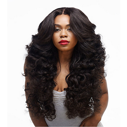 

Synthetic Wig Curly Asymmetrical Wig Long Natural Black Synthetic Hair 27 inch Women's Best Quality Black