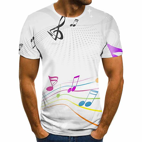 

Men's Plus Size Color Block 3D Print T-shirt Street chic Exaggerated Going out Weekend Round Neck White / Short Sleeve