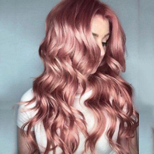 

Synthetic Wig Body Wave Asymmetrical Wig Pink Long Pink Synthetic Hair 23 inch Women's Best Quality Middle Part Pink
